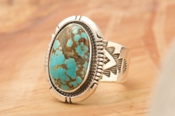 Native American Jewelry Genuine Number 8 Mine Turquoise Ring